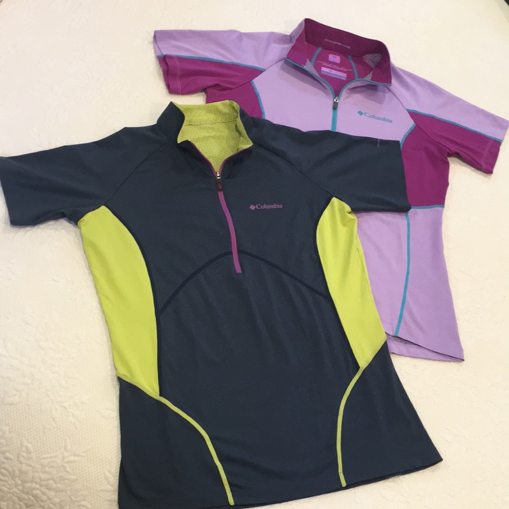 Two Columbia Omni-wick athletic half zip top S